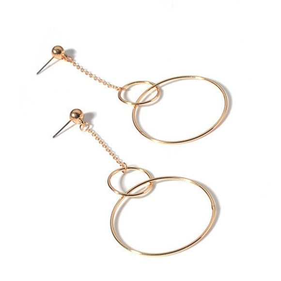 NEW Minimalist Double Circle Earrings, Gold/Silver - Picture 4 of 4